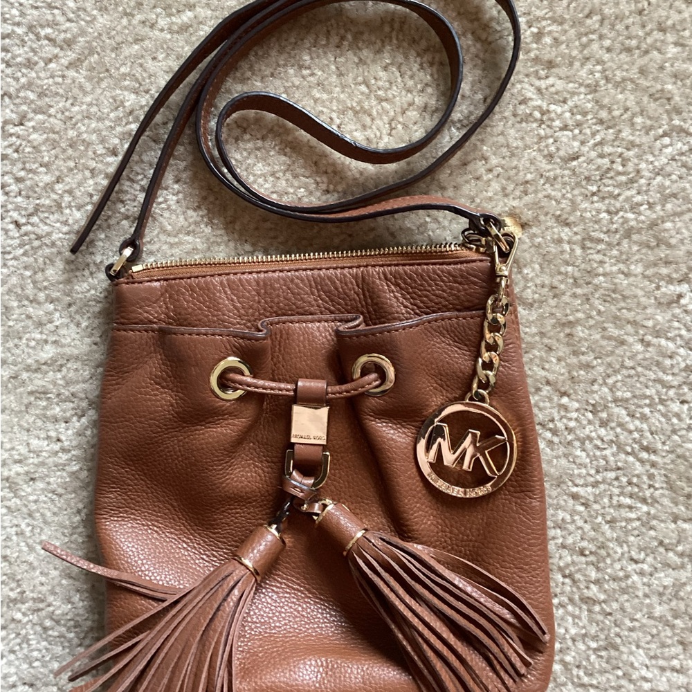 Michael Kors Gold Brown Crossbody Bag with Tassels